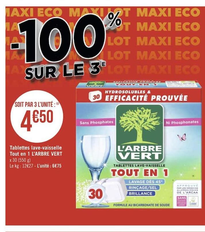 Tablettes lave-vaisselle Tout en 1 L´ARBRE VERT