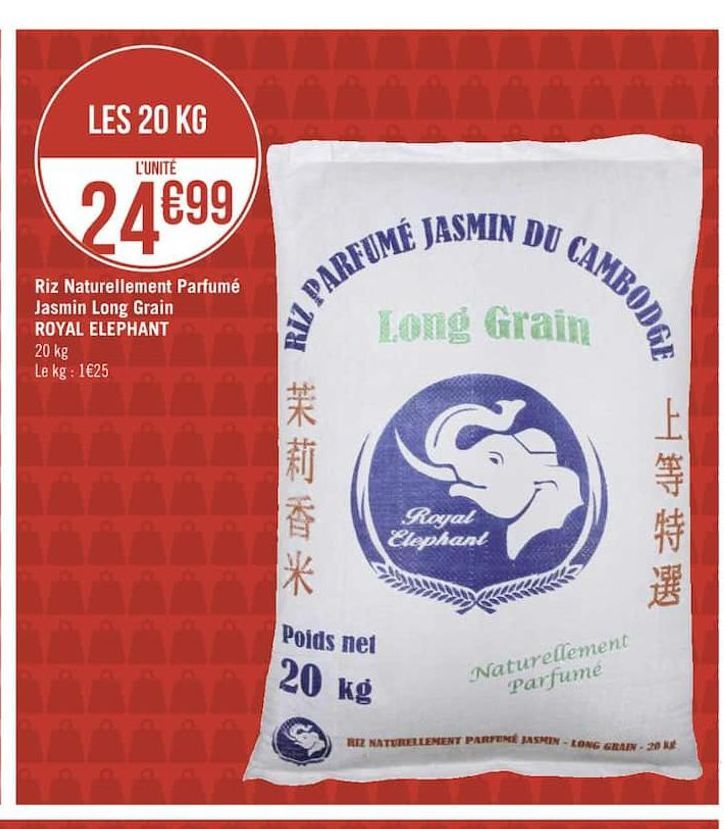 riz naturellement parfume jasmin long grain ROYAL ELEPHANT