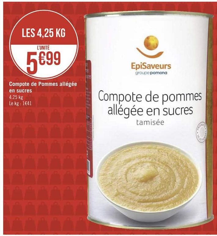 compotes de pommes allegee en sucres