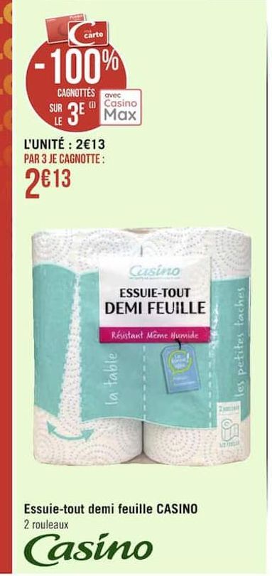 essuie tout demi feuille CASINO