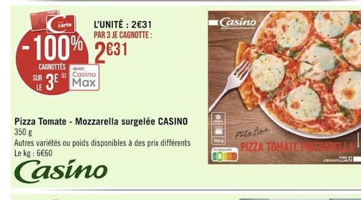 pizza Tomate - Mozzarella surgelee CASINO