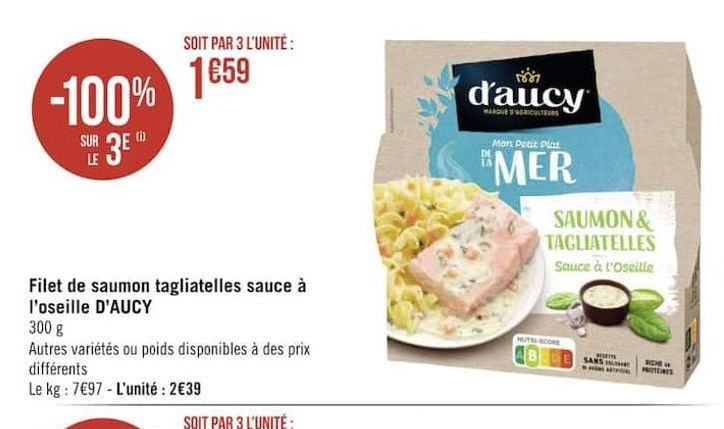 filets de saumon tagliatelles sauce a l´oseille D´AUCY