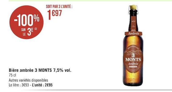 bière ambree 3 MONTS 7.5% vol