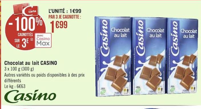 chocolat au lait CASINO