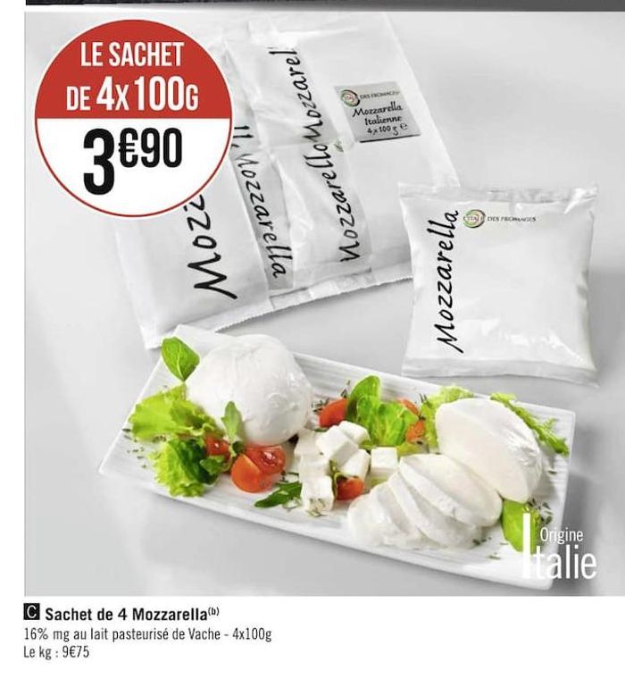 Sachet de 4 mozzarella