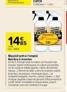 14.85  Lelot LeL:743   BARRE sectes  BUBEN Theses  PROMO  AMORTIE PRIX  Répulsif prêt-à-l'emploi Barrière à insectes  Lot de 2 Protège toute la maison de finvasion des insectes Volants et Rampants en