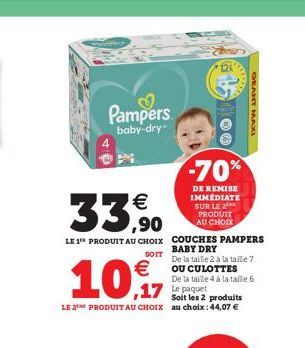 WwwPhys  Pampers  baby-dry    33,50  LE 1 PRODUIT AU CHOIX  107  17 Le paquet  Soit les 2 produits LE 2T PRODUIT AU CHOIX au choix : 44,07   125  COUCHES PAMPERS BABY DRY  SOIT De la taille 2 à la