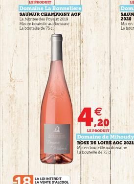 Thanks   ,20  LE PRODUIT  Domaine de Mihoudy ROSE DE LOIRE AOC 2021 Ma en bouteille au domaine Tabouteille de 75 d