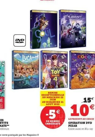 dvd  luca  classidue  ???  story  4  remise exceptionnelle du mercredi 22 juin  au dimanche 21 aout 2022  chassique  en avant  ????  15  -5 10  de remise immédiate  le produit au choix operation dv