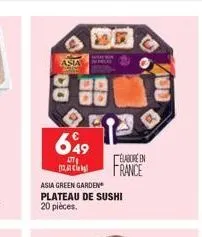 asia  649  27 2  asia green garden  plateau de sushi  20 pièces.  elabore en france  ???