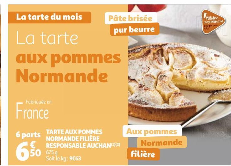 tarte aux pommes normande filiere responsbale auchan