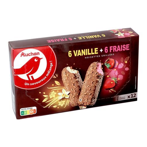 Batonnets glaces vanille-fraise auchan