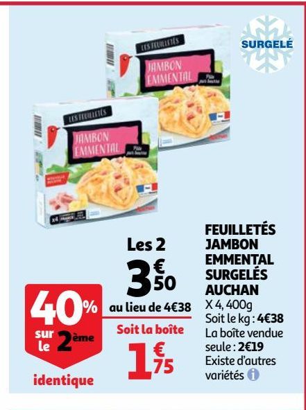 feuilletées jambon emmental surgelés Auchan