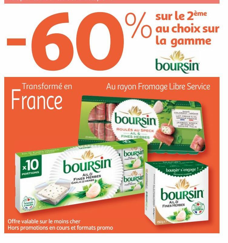 -60% sur le 2eme au choix sur la gamme Boursin