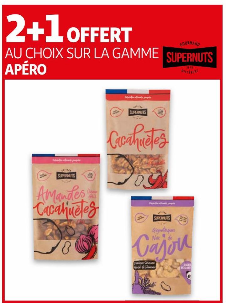 2+1 OFFERT AU CHOIX SUR LA GAMME APÉRO SUPERNUTS APERO