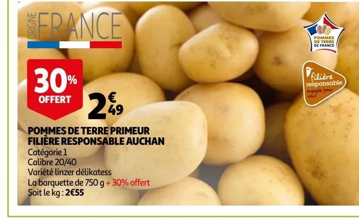 pommes de terre primeur filière responsable auchan