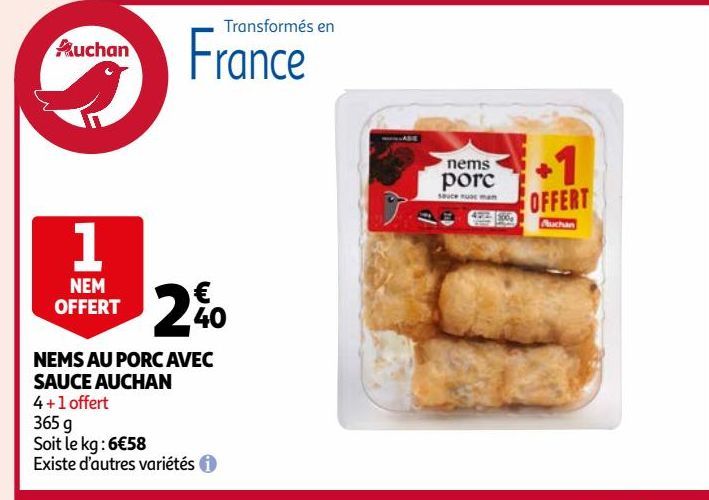 NEMS AU PORC AVEC SAUCE AUCHAN