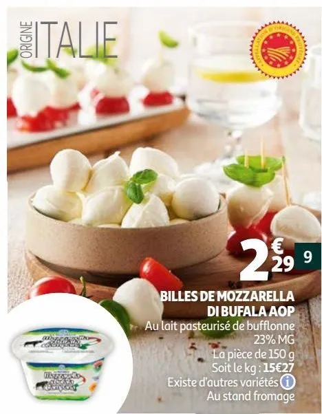 billes de mozzarella di bufala aop