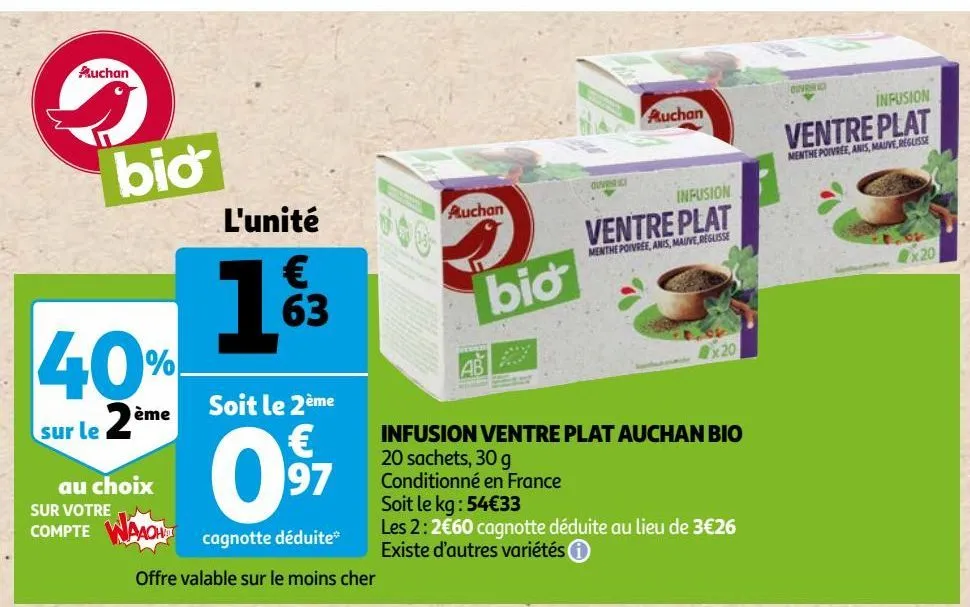 infusion ventre plat auchan bio