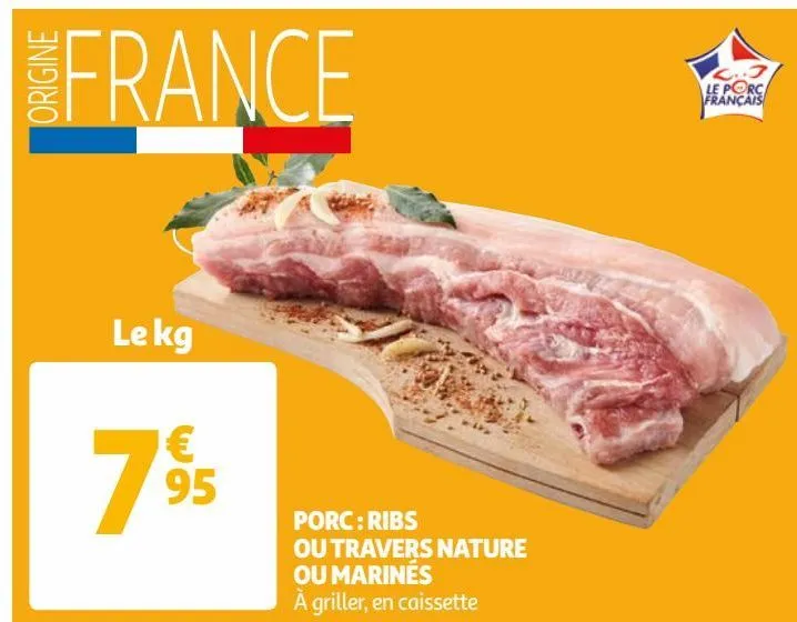 porc : ribs ou travers nature ou marinés