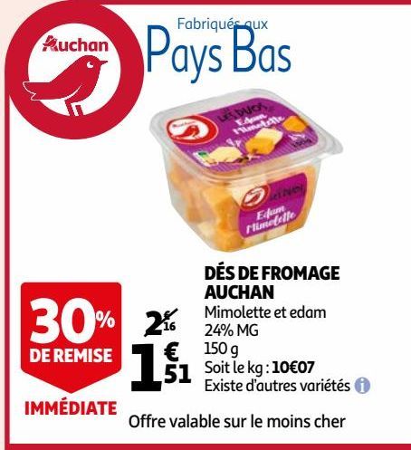 DÉS DE FROMAGE AUCHAN