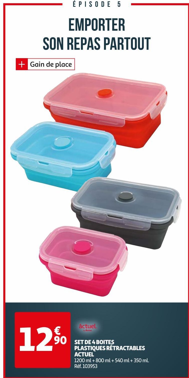 Set de 4 boîtes plastiques retractables actuel