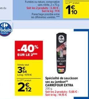 saucisson sec Carrefour