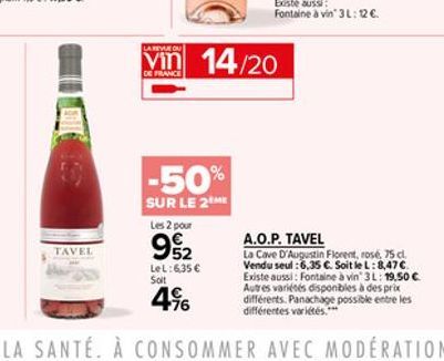 LA REVUE OU  TAVEL  DE FRANCE  -50%  SUR LE 2 ME  14/20