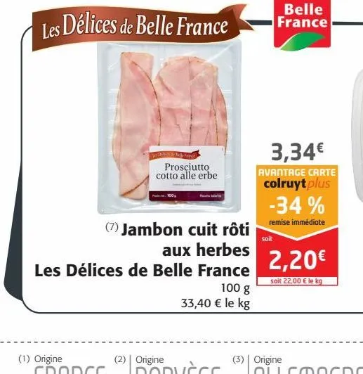 jambon cuit roti au herbes les délices de belle france