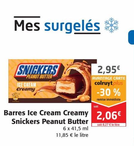 Barres Ice Cream Creamy Snickers Peanut Butter