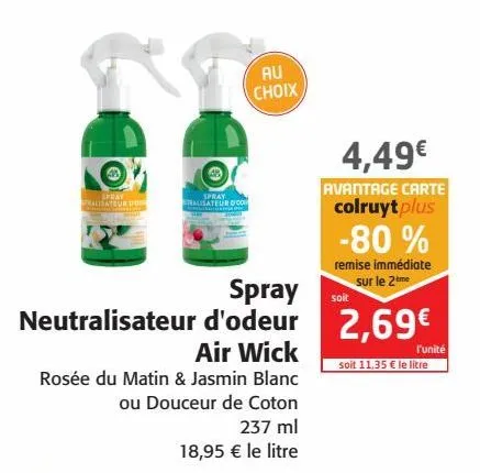 spray neutralisateur d'odeur air wick