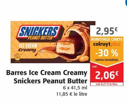 Barres Ice Cream Creamy Snickers Peanut  butter