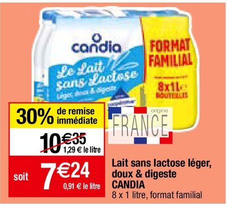 lait sans lactose Candia