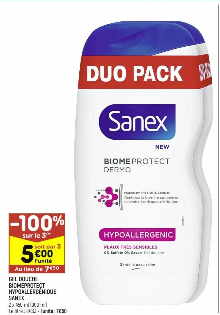 gel douche biomeprotect hypoallergnique sanex