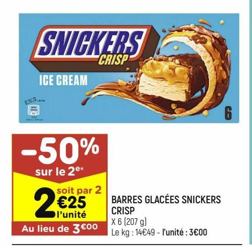 BARRES GLACEE SNICKERS CRISP