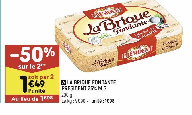 LA BRIQUE FONDANTE PRESIDENT 26% M.G