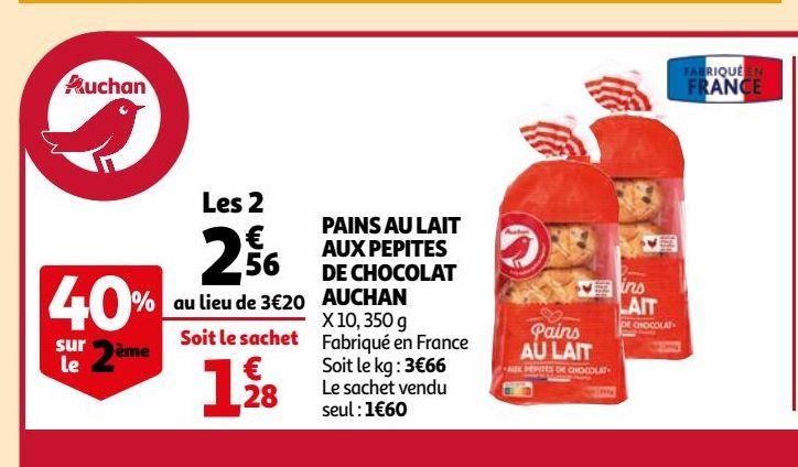 pains au lait aux pepites de chocolat auchan