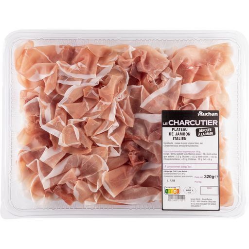 plateau de chiffonnade de jambon sec italien auchan le charcutier