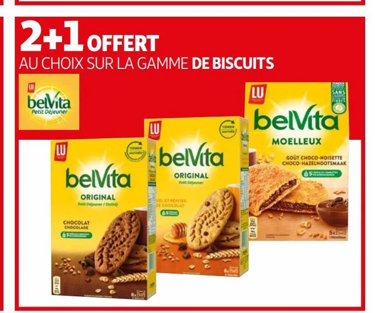 2+1 offert au choix sur la gamme de biscuits belvita