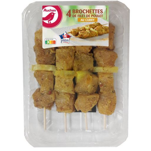 4 brochettes de poulet auchan