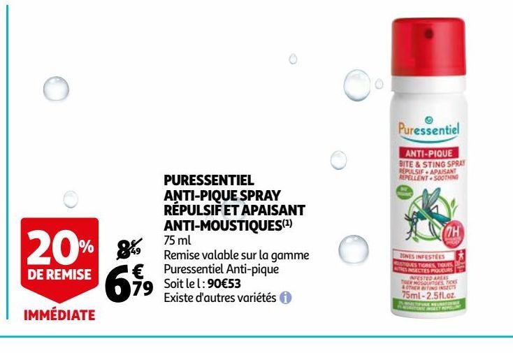 Puressentiel anti-pique spray repulsif et apaisant anti-moustique