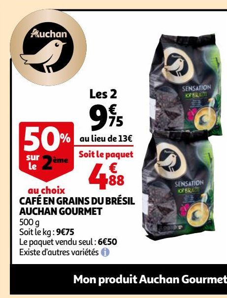 café en grains du bresil auchan gourmet