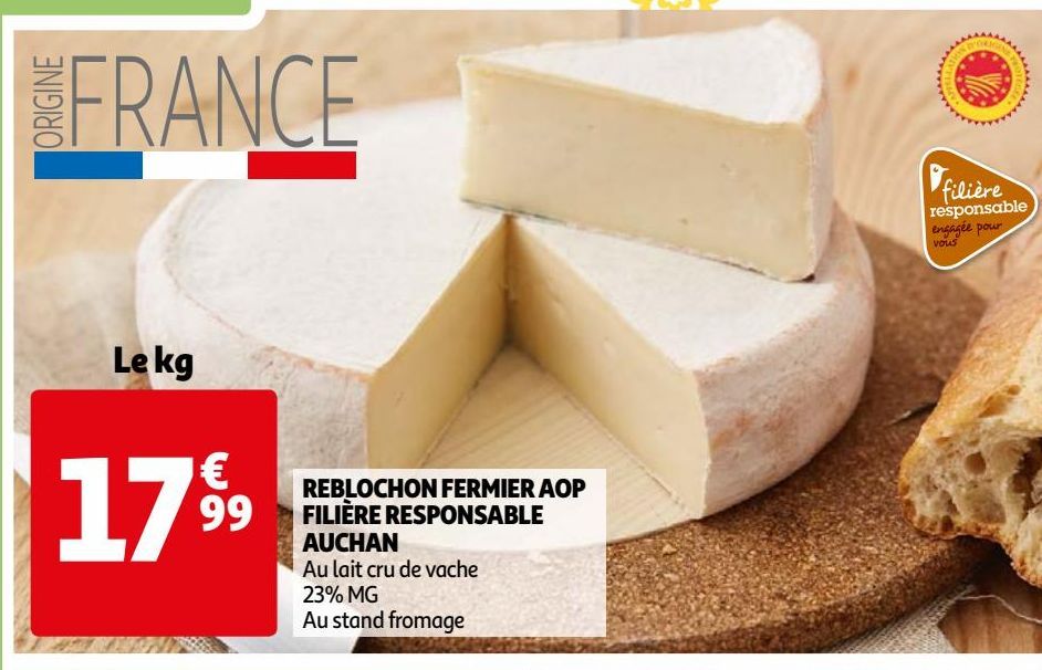 Reblochon fermier AOP filiere responsable auchan