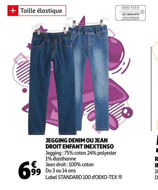 Jeggins denim ou jean droit enfant inextenso