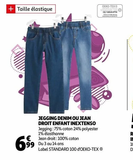 jeggins denim ou jean droit enfant inextenso