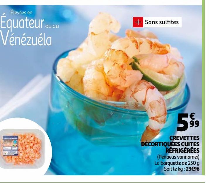 crevettes decortiquees cuites refrigerees