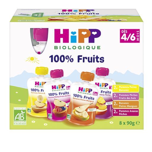 Gourdes aux fruits m,ultiáck hipp biologique