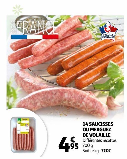 14 saucisses ou merguez de volaille