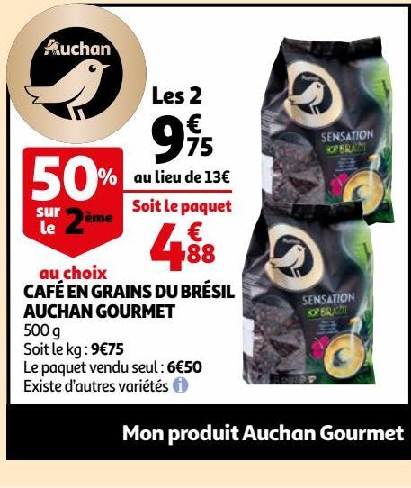 café en grains du bresil auchan gourmet