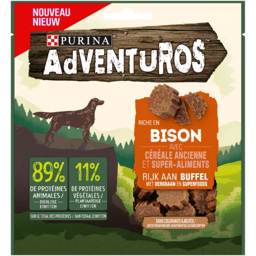snacks riches en bison et cereales anciennes purina adventuros
